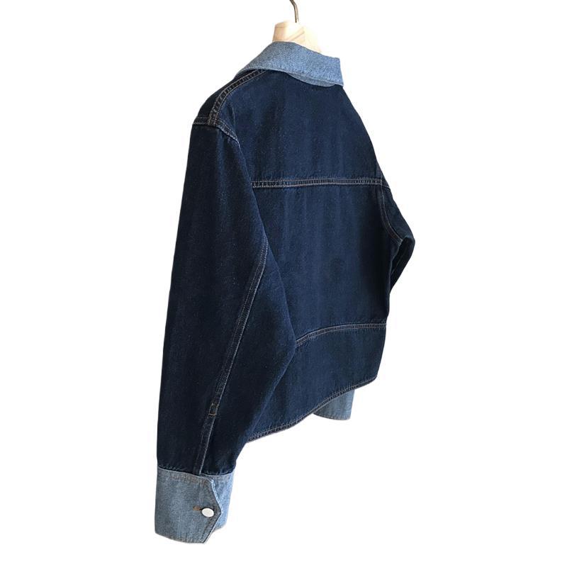 Contrast Color Denim Coat
