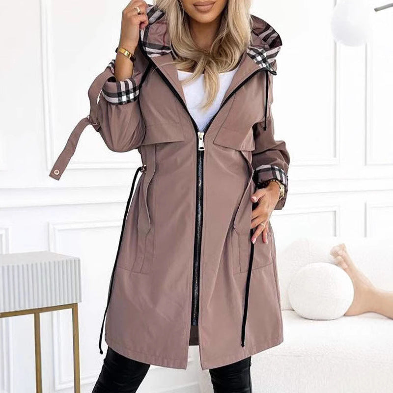 Hooded Plaid Coat