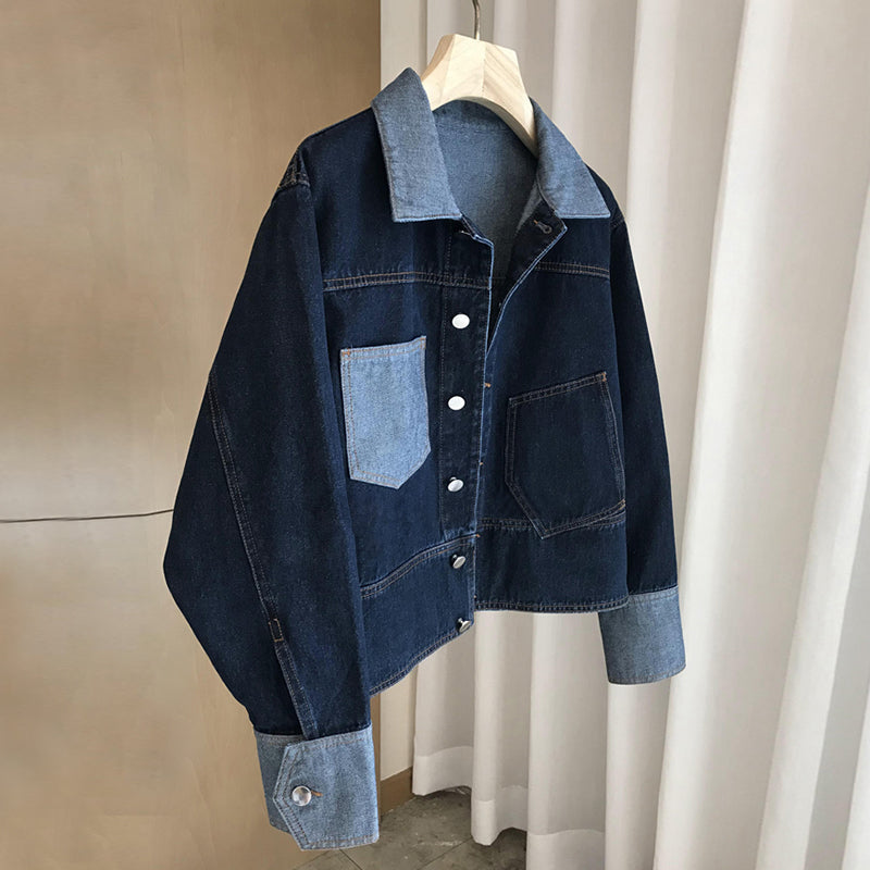 Contrast Color Denim Coat