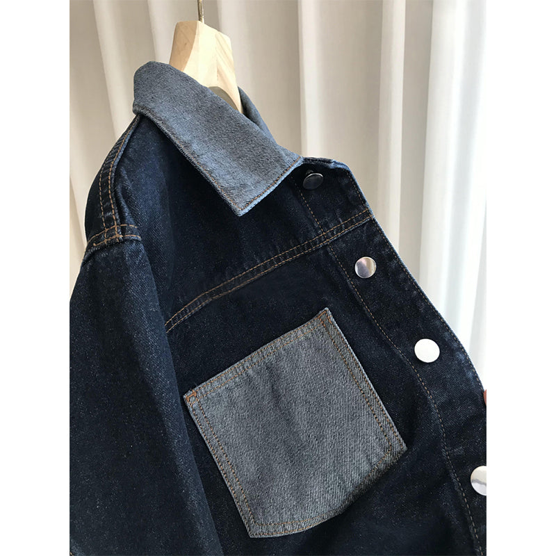 Contrast Color Denim Coat