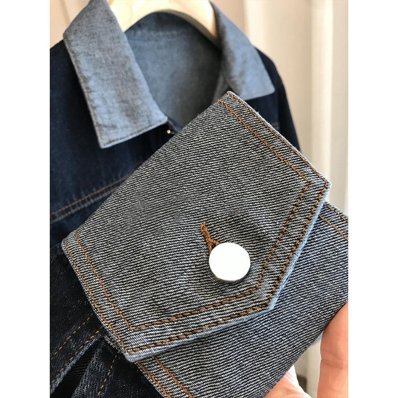 Contrast Color Denim Coat