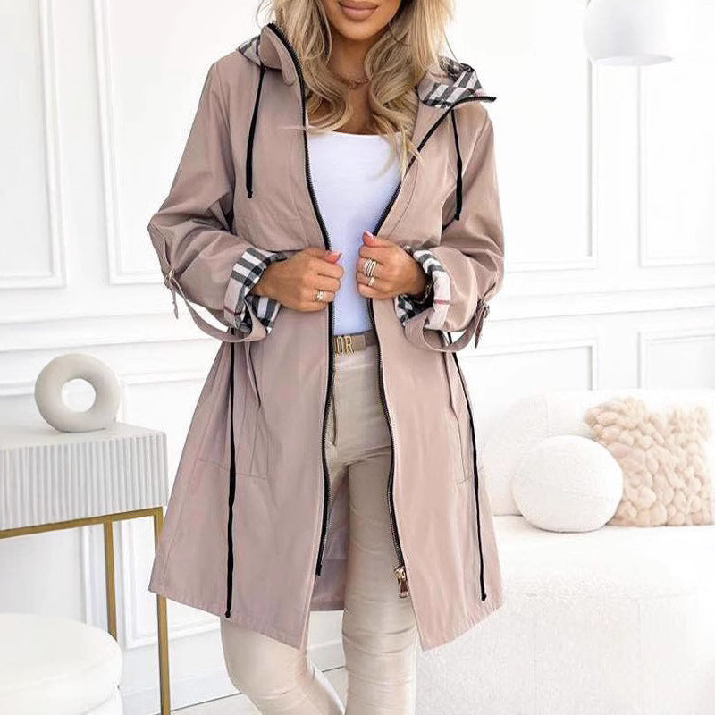 Hooded Plaid Coat