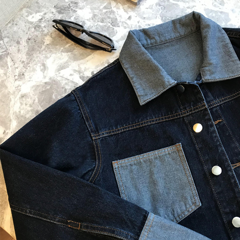 Contrast Color Denim Coat