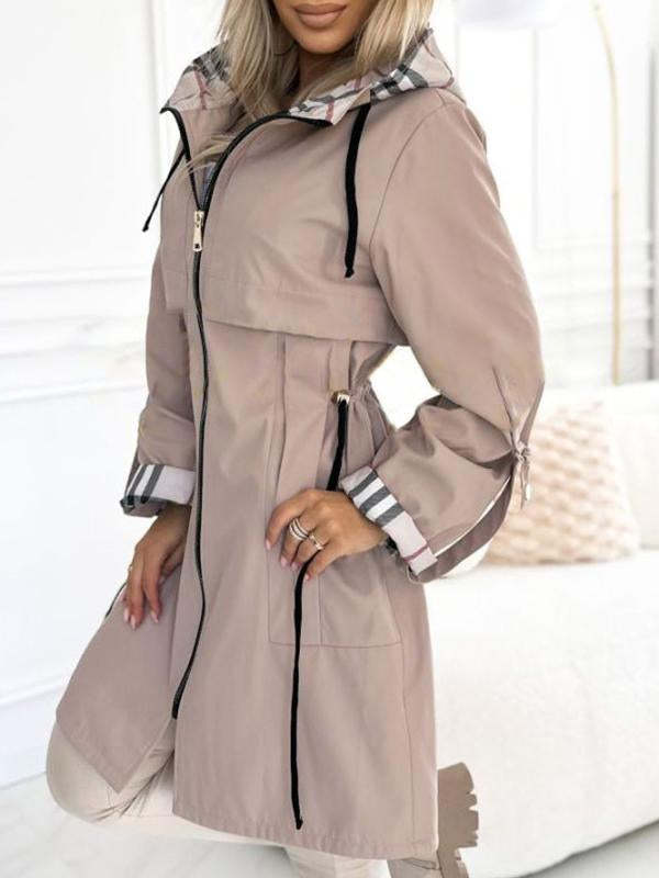 Hooded Plaid Coat