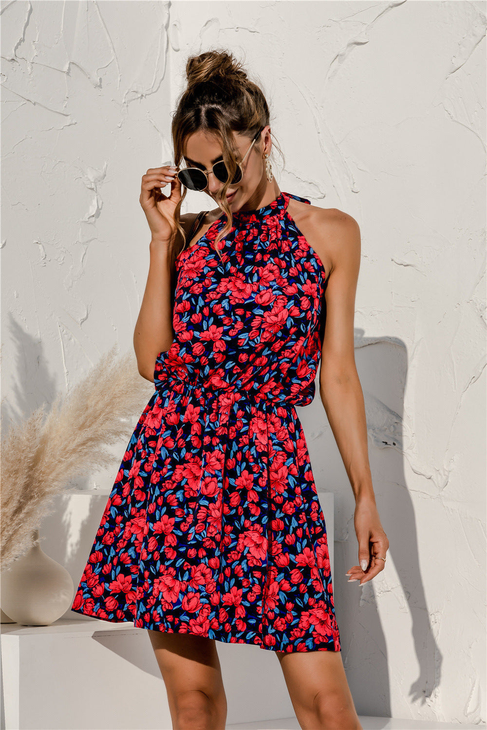 Summer Muse Dress - Floral Tie Neck With Open Back