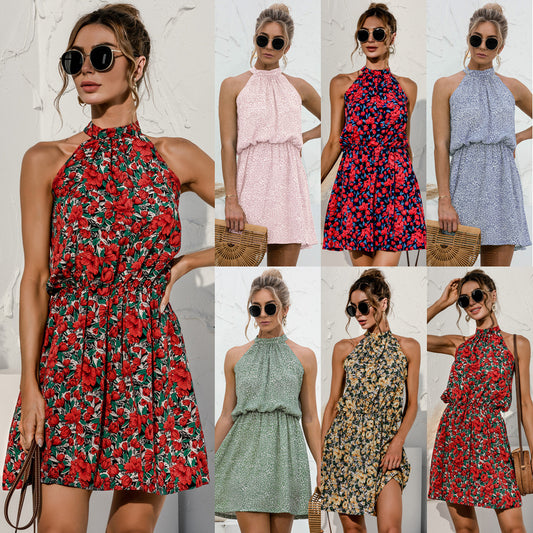 Summer Muse Dress - Floral Tie Neck With Open Back
