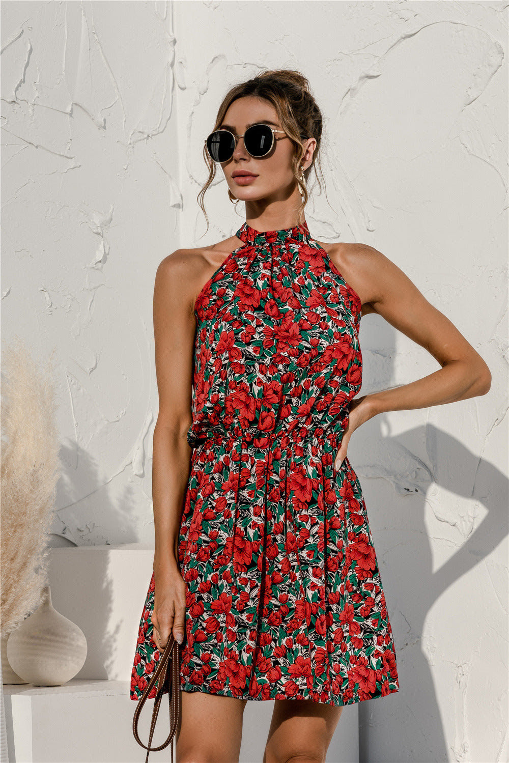Summer Muse Dress - Floral Tie Neck With Open Back
