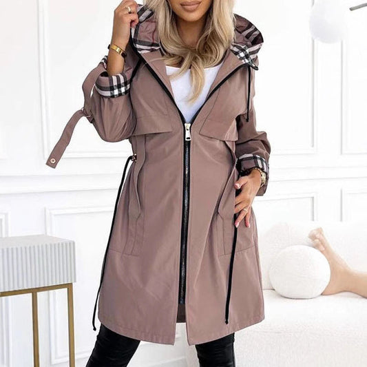 Hooded Plaid Coat