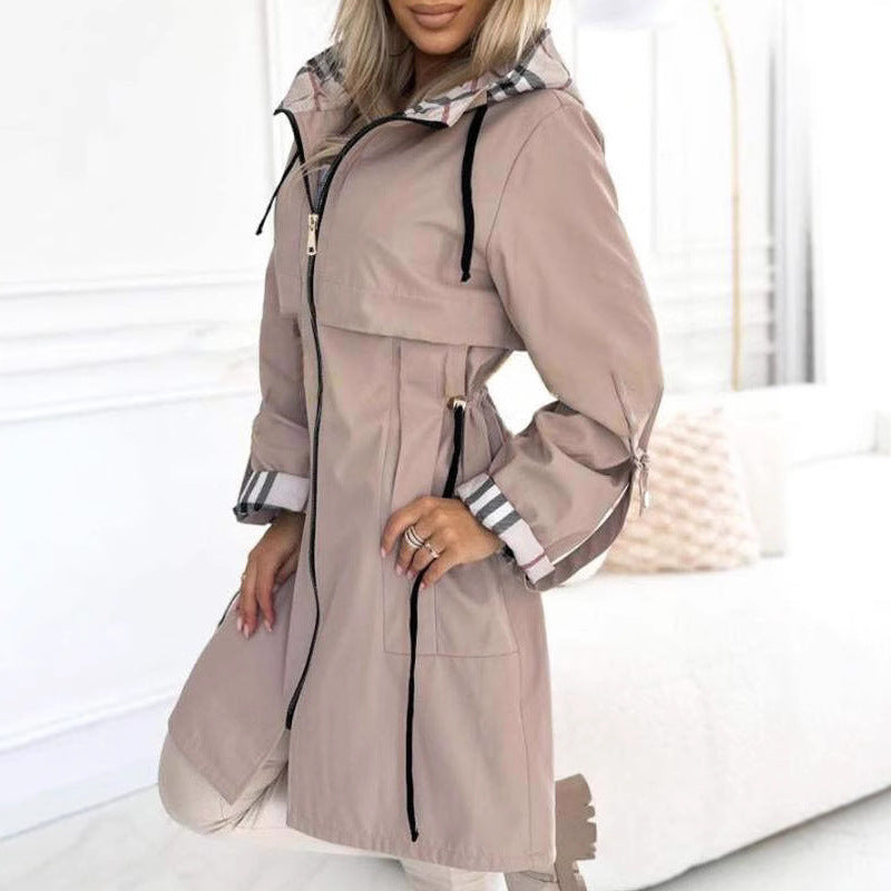 Hooded Plaid Coat